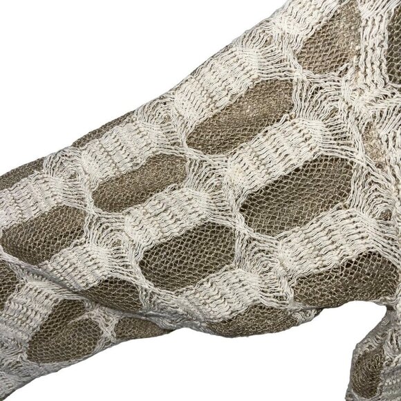 Positano Womens Sweater Size Medium Oversized Lagenlook Cotton Blend Tan White - Picture 5 of 13